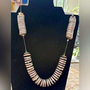 Wood Disc Beaded Necklace